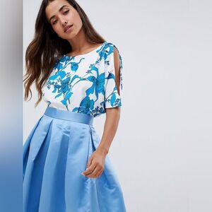 Closet London Floral Boatneck Cold Shoulder Short Dolman Sleeve Blouse Girly 8